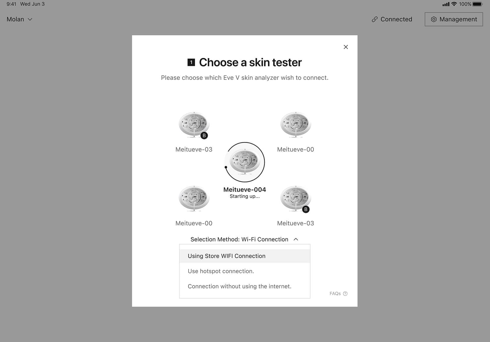 Smart Connectivity Mode device selection