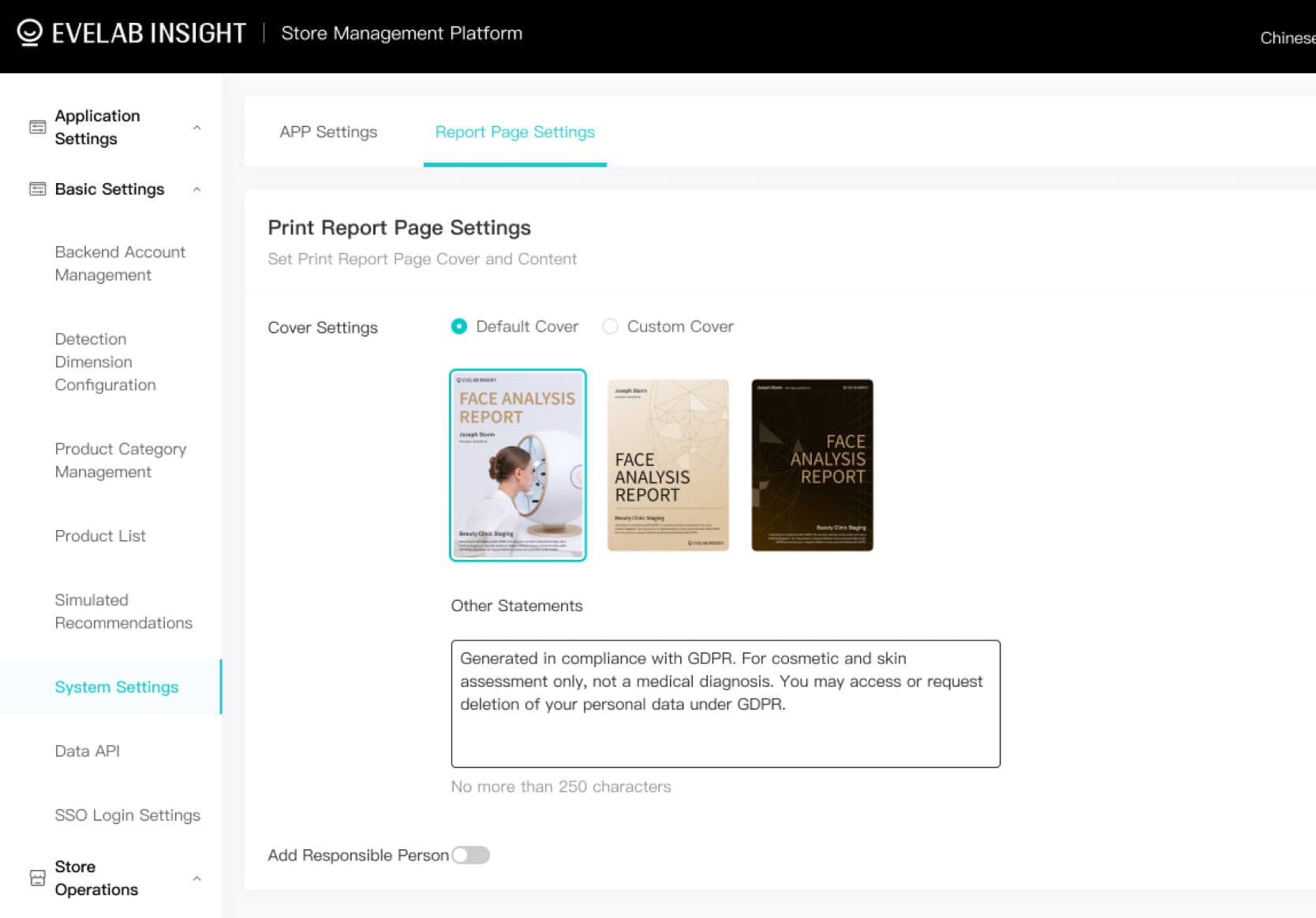 Print Report Page Settings