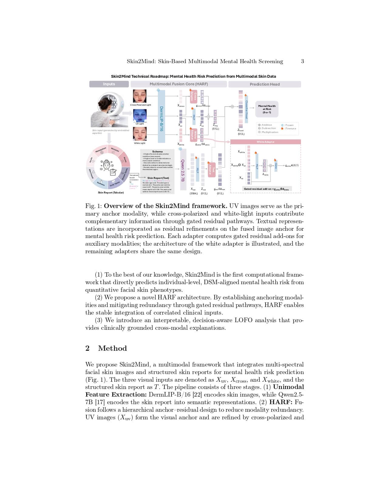 Skin2Mind: A Multimodal Framework for Mental Health Risk Screening via Facial Images and Structured Skin Reports - Page 3